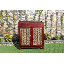 Environmental Friendly Water Hyacinth and Wooden Cabinet Wicker Furniture